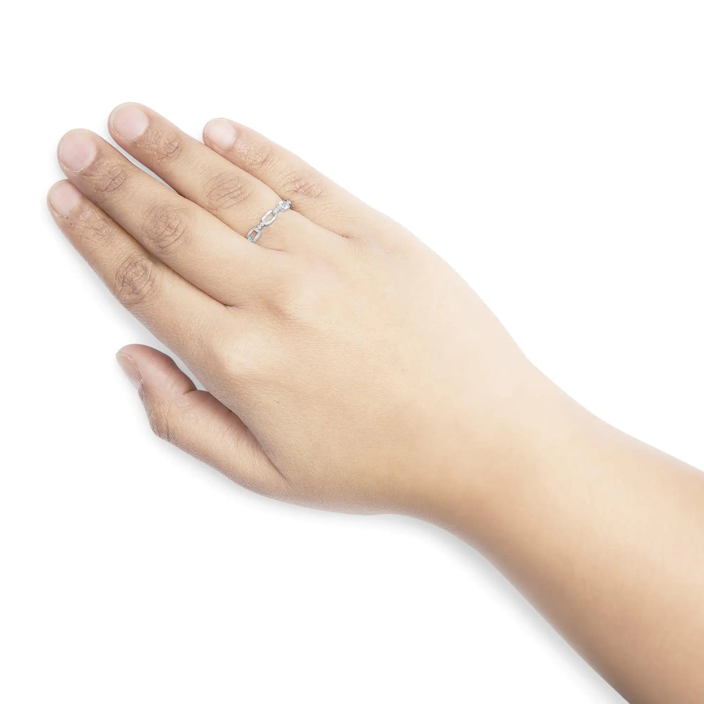 925 Sterling Silver Diamond Accent Paperclip Band Ring (I-J Color, I2-I3 Clarity)