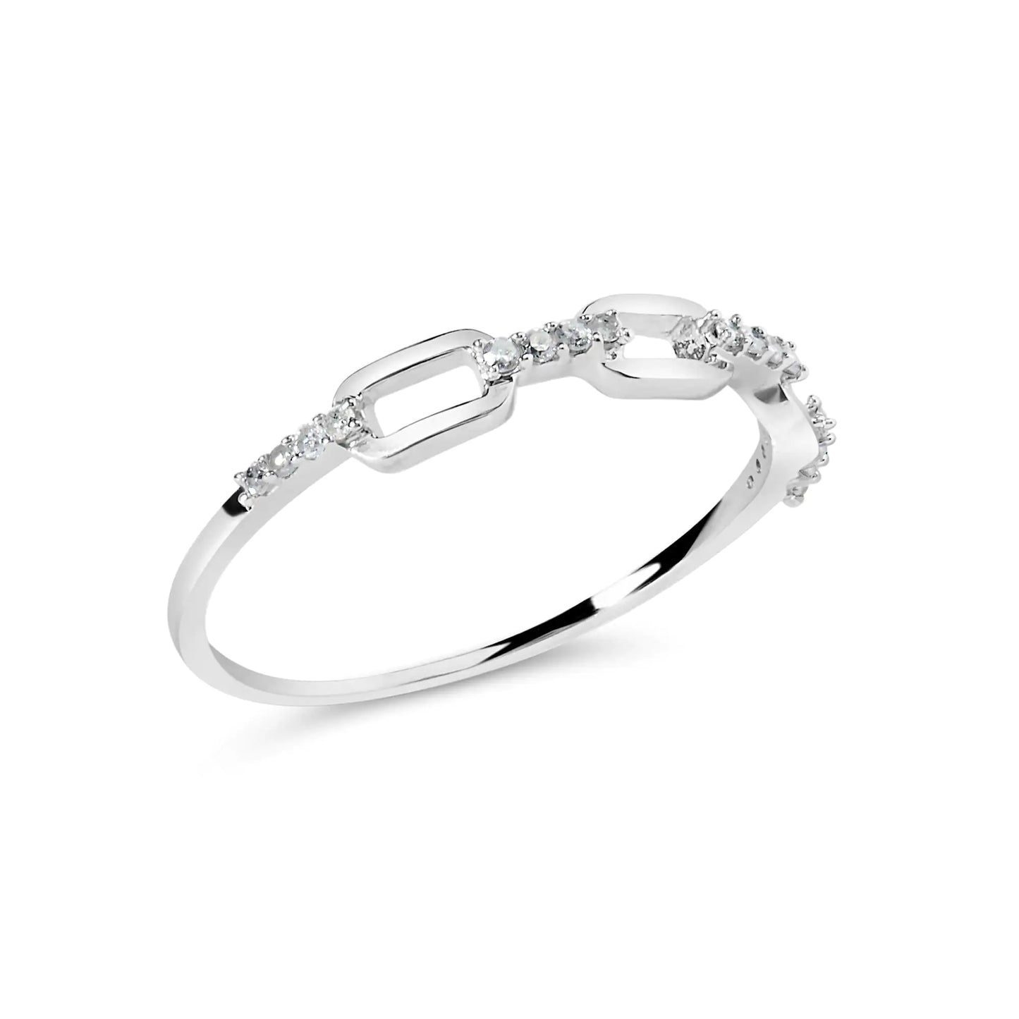 925 Sterling Silver Diamond Accent Paperclip Band Ring (I-J Color, I2-I3 Clarity)