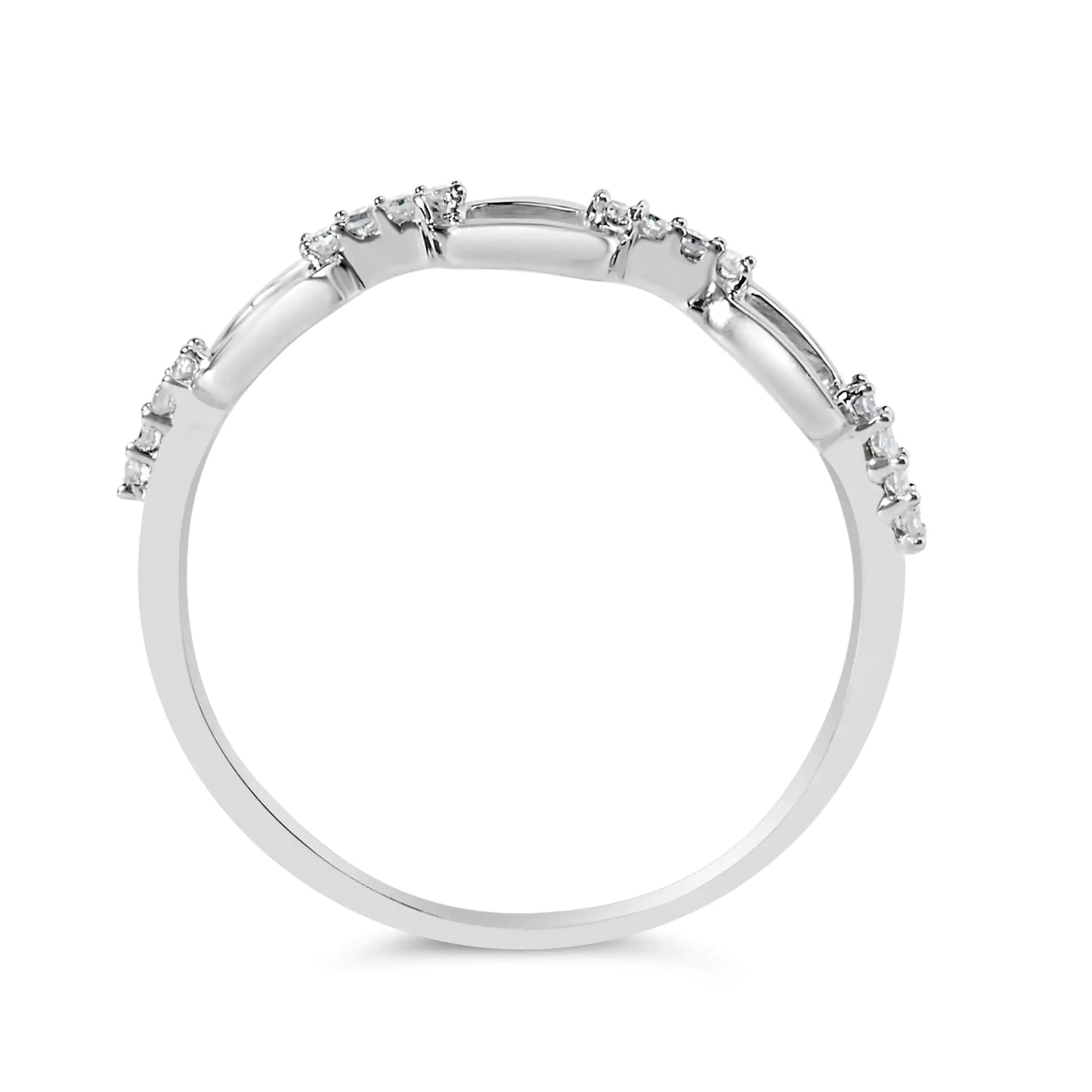 925 Sterling Silver Diamond Accent Paperclip Band Ring (I-J Color, I2-I3 Clarity)