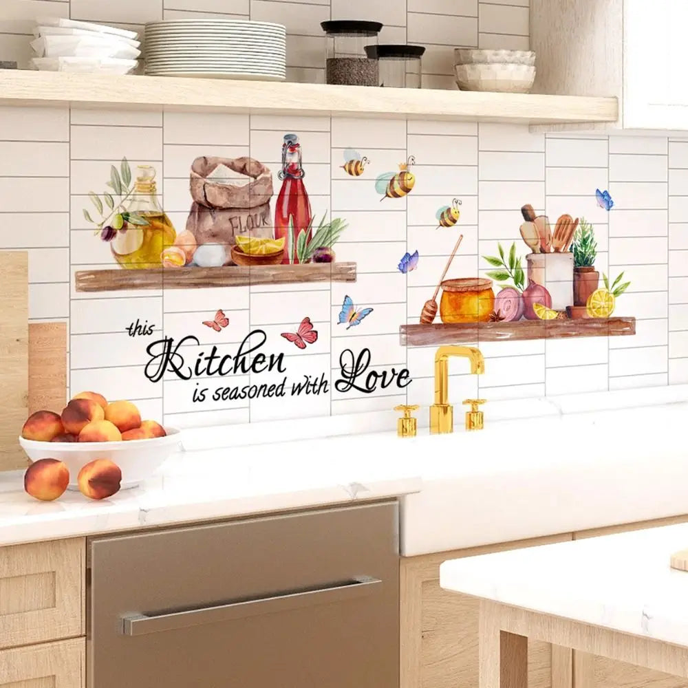 Self-adhesive Wallpaper Decoration Home Decoration Removable Kitchen Sticker Cartoon Pattern Waterproof