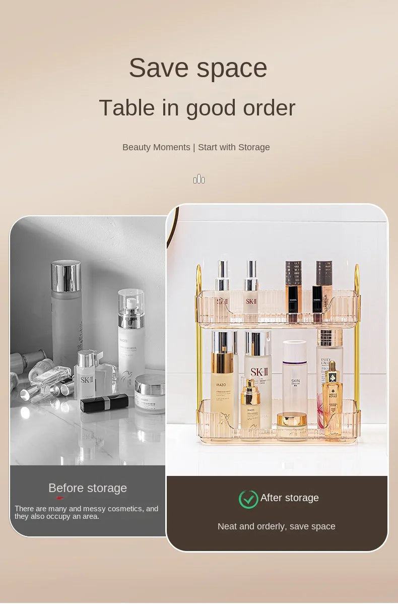 Bathroom storage rack, desktop cosmetics storage box, bathroom metal bedroom decoration, kitchen storage rack