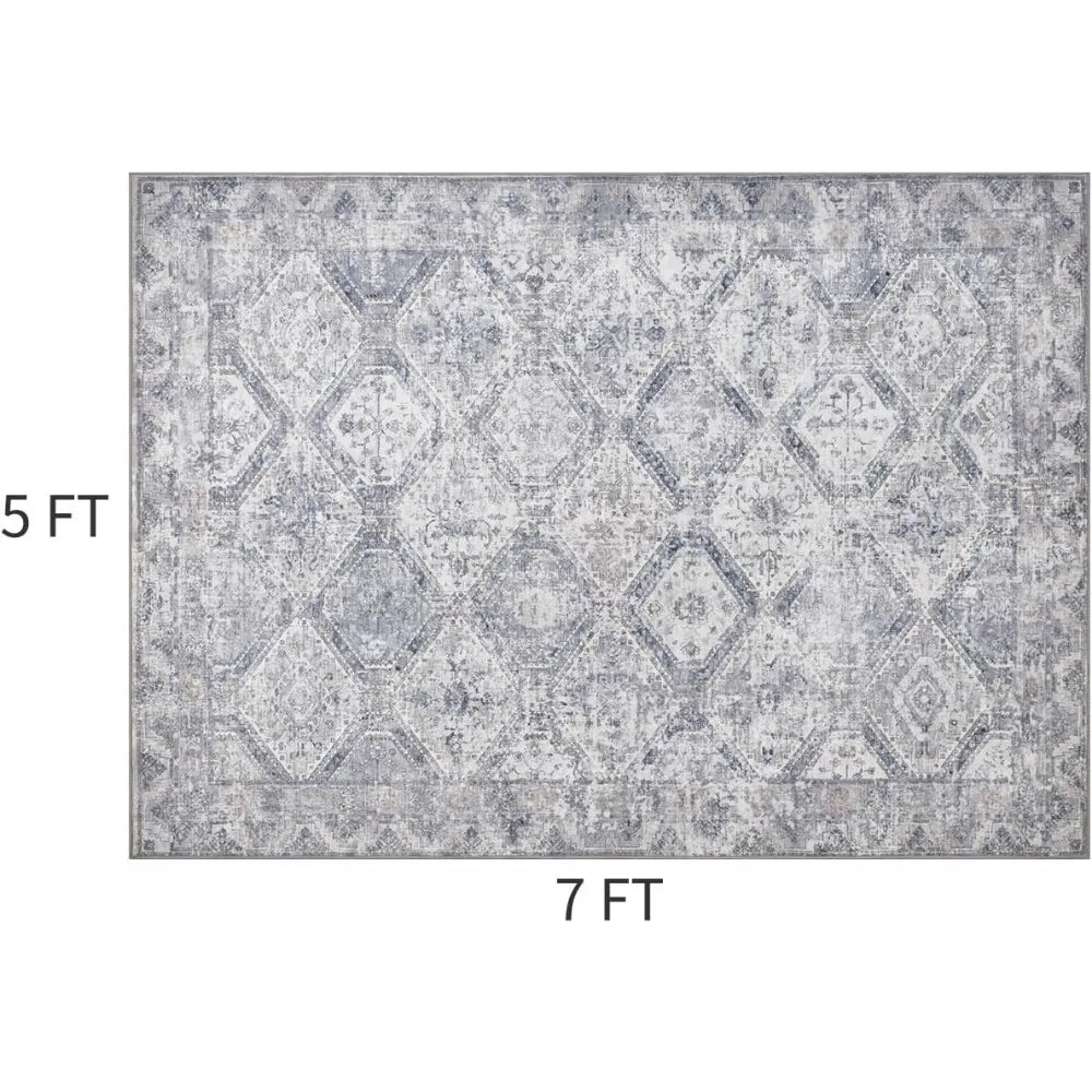 Area Rugs for Living Room, Machine Washable Non Slip Rug Modern Distressed Moroccan Indoor Area Rug Carpet Ultra Soft Rugs