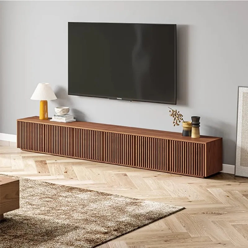 Wood TV Stand, 118” Extra-Large Black Entertainment Center for 100 inch TV, Modern Living Room Media Console with Storage