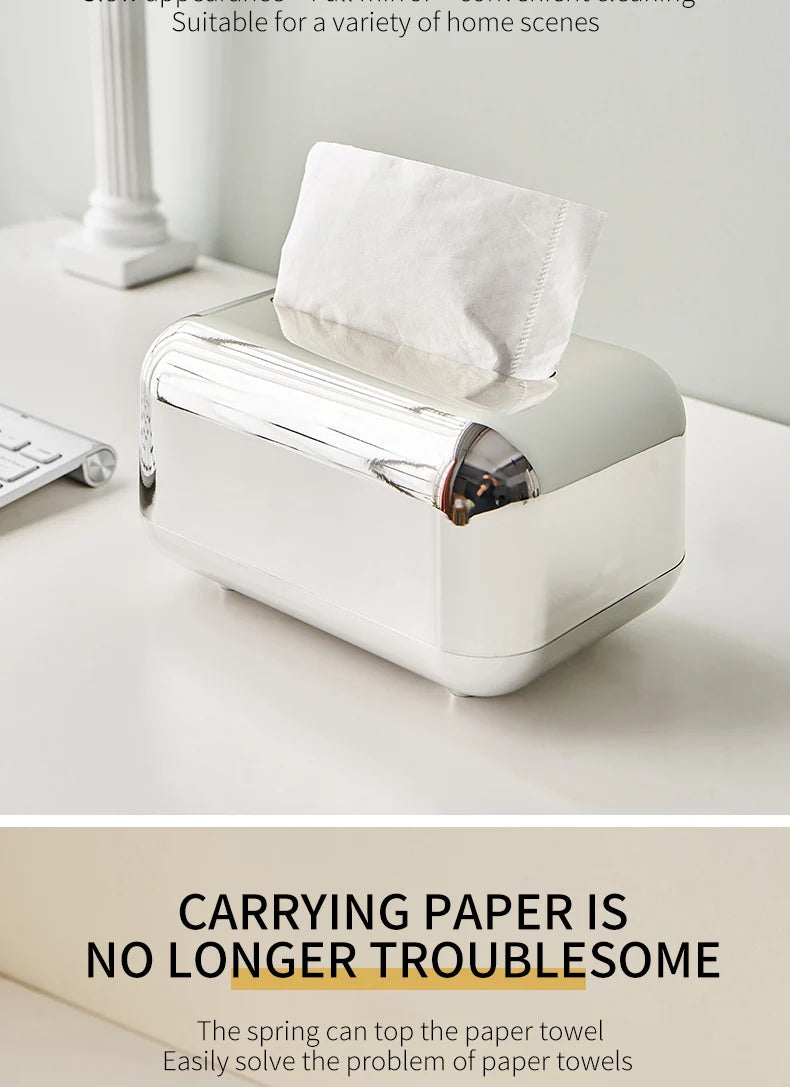 Light Luxury Golden Tissue Box Wipe Case Boxed Tissue Office and Home Storage Box Living Room Desktop Decoration Tissue Box Gift