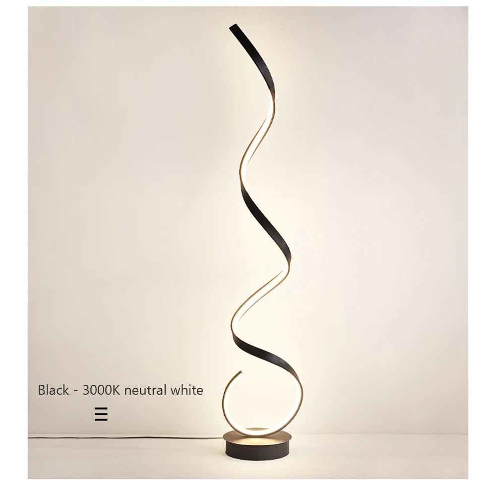Modern LED Floor Lamp Home Decor Spiral Line Lights Bedroom Living Room Sofa Corner Black White Indoor Vertical Lighting Lustre
