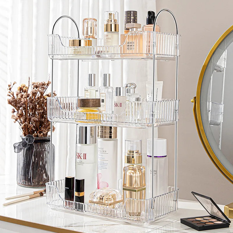 Bathroom storage rack, desktop cosmetics storage box, bathroom metal bedroom decoration, kitchen storage rack