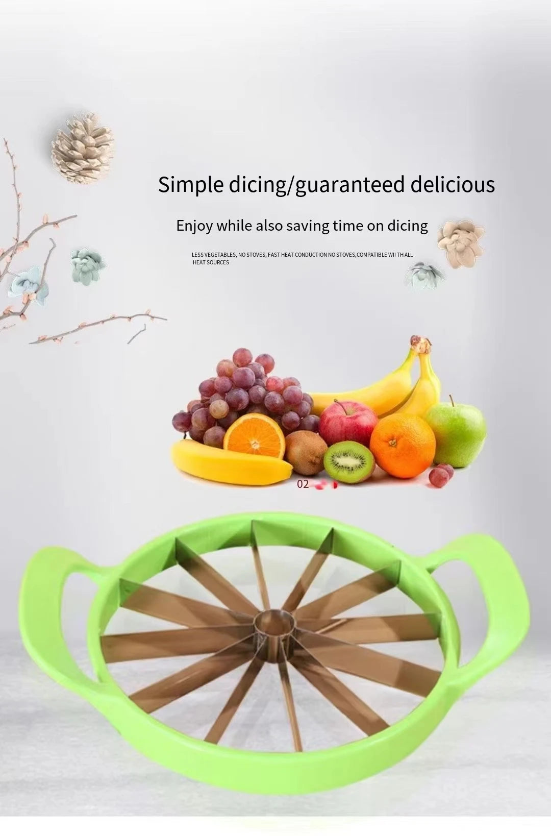Manual Watermelon Slicers Cutter Stainless Steel Creative Labor-Saving Fruit Slicing Tool Large Fruit Dividers Kitchen Gadgets