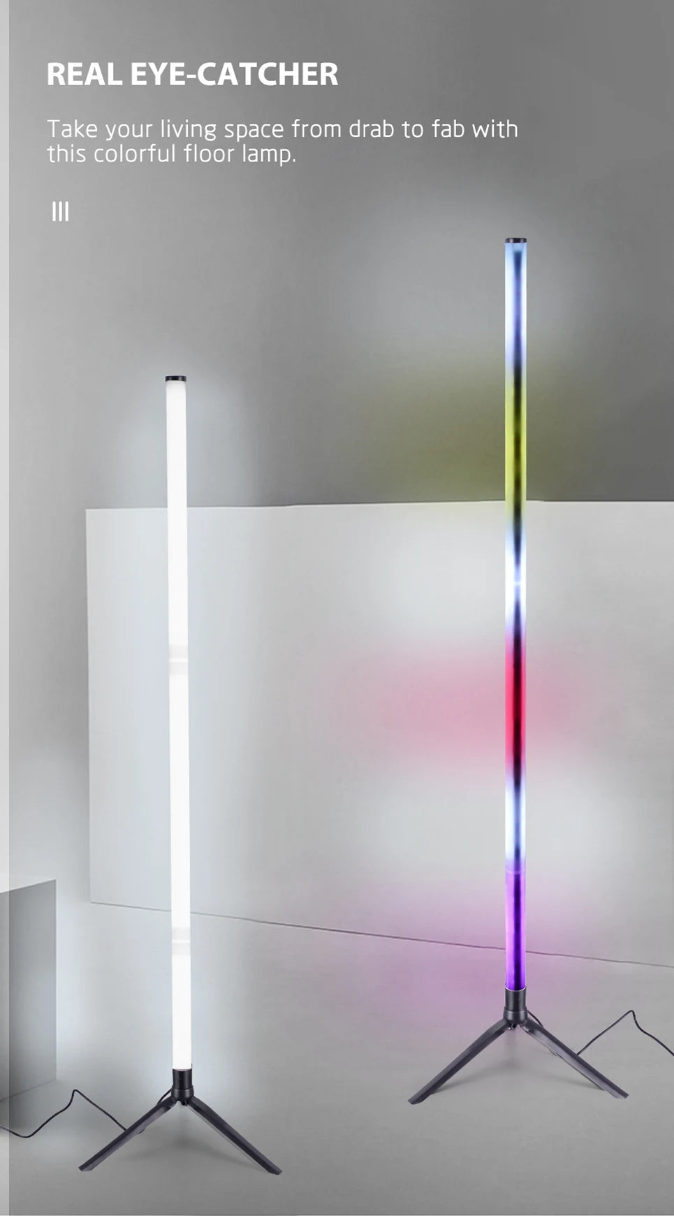 RGB LED Floor Lamp Indoor Home Decoration Modern Corner RGB Floor Lamp Living Rome Art Decor Atmospheric Standing Stand Lighting