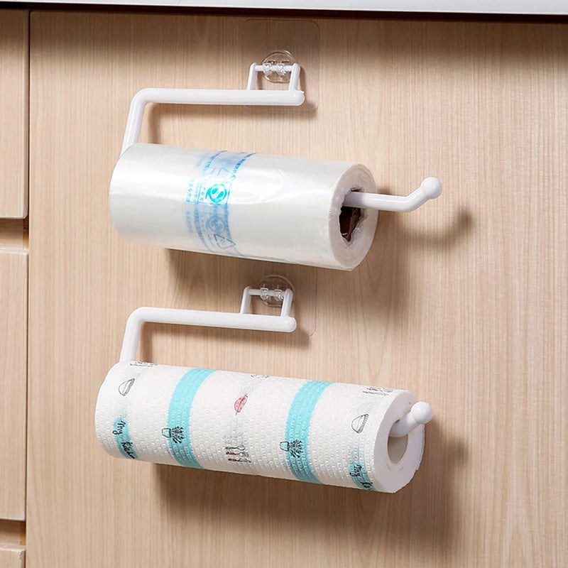 Kitchen Paper Roll Holder Towel Hanger Rack Bar Cabinet Rag Hanging Holder Shelf Toilet Paper Towel Holders for Kitchen