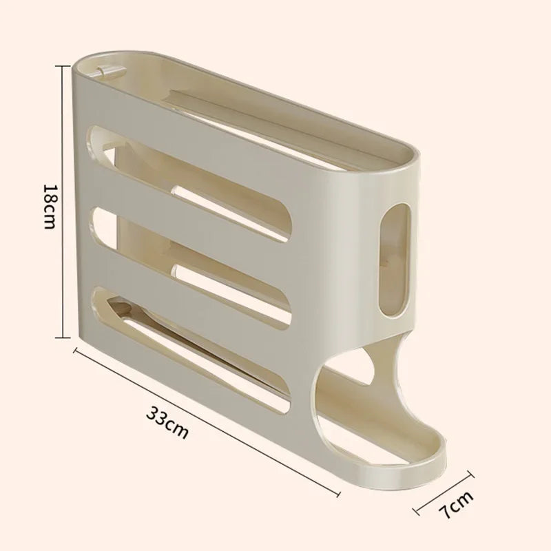 4 Layers Automatic Rolling Egg Holder Rack Fridge Egg Storage Box Container Refrigerator Egg Dispenser Fridge Organizer Kitchen