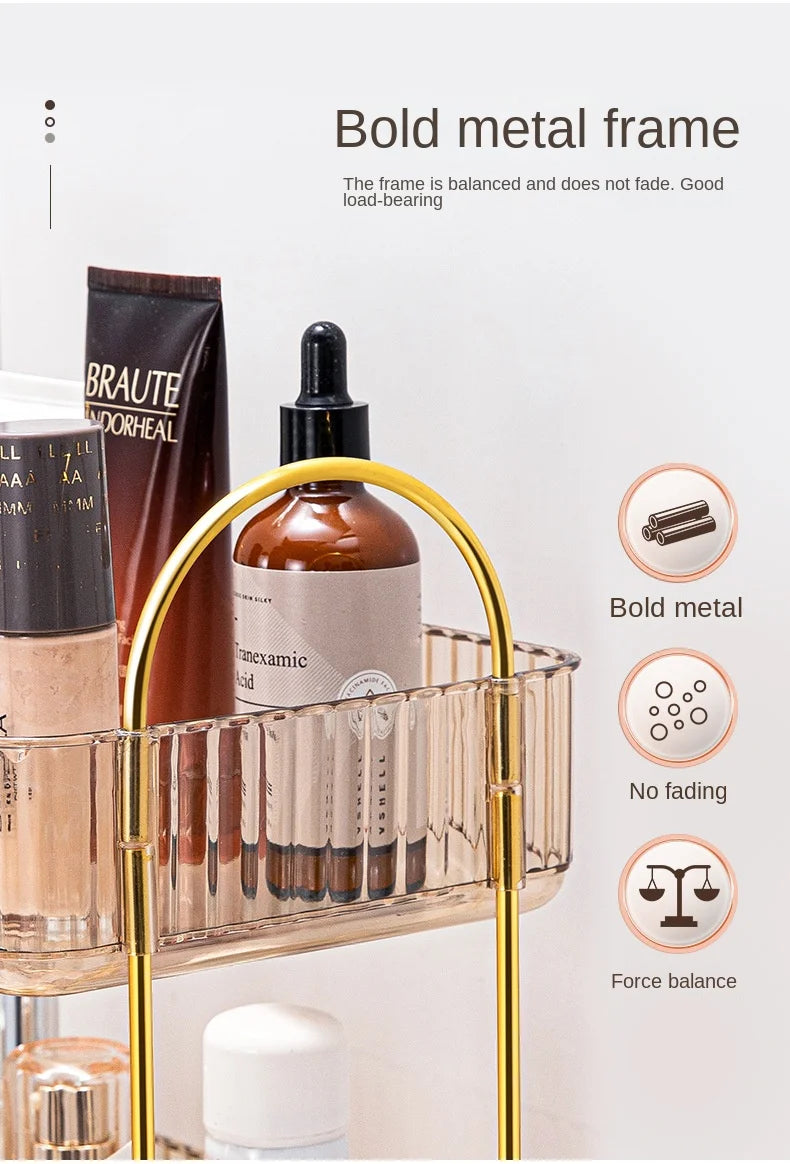 Bathroom storage rack, desktop cosmetics storage box, bathroom metal bedroom decoration, kitchen storage rack