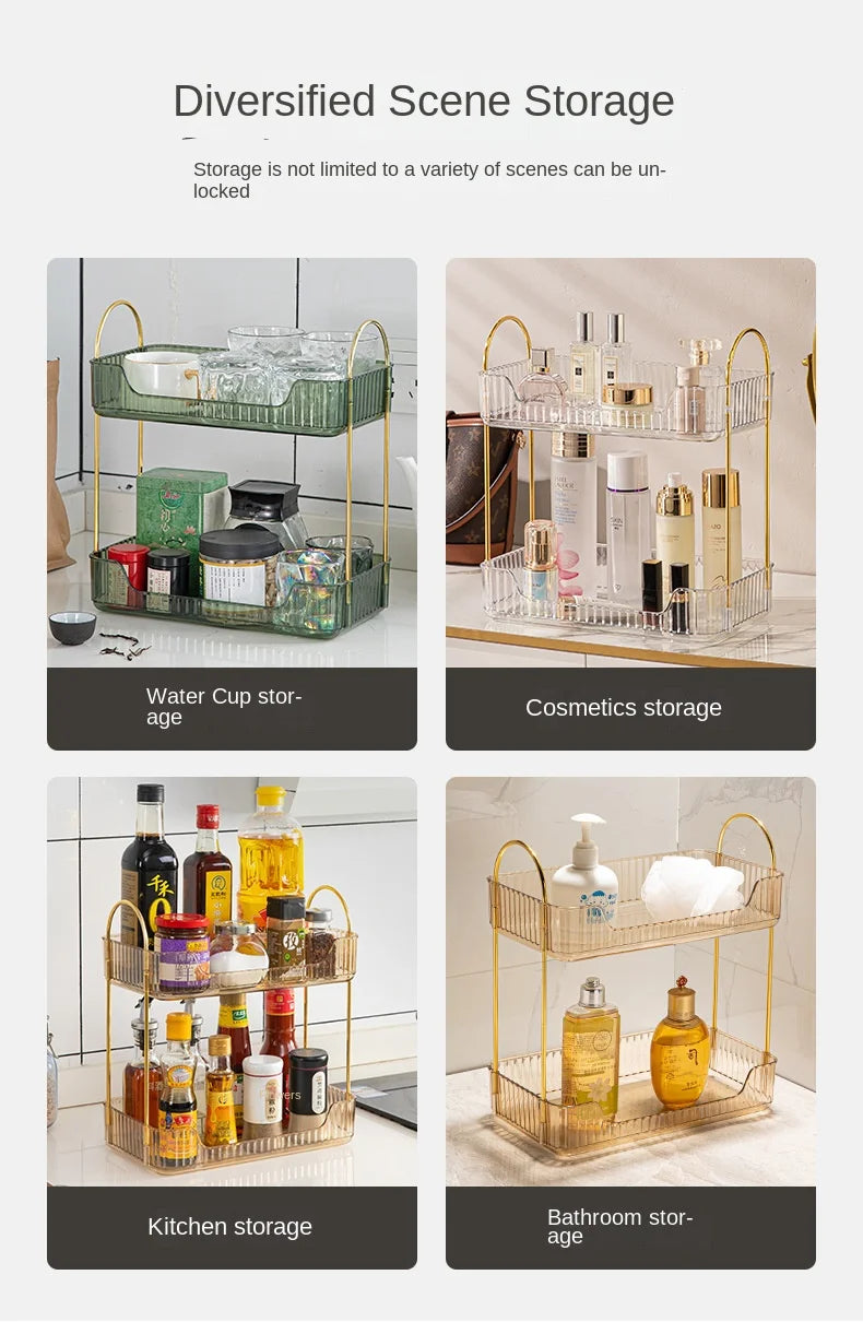 Bathroom storage rack, desktop cosmetics storage box, bathroom metal bedroom decoration, kitchen storage rack
