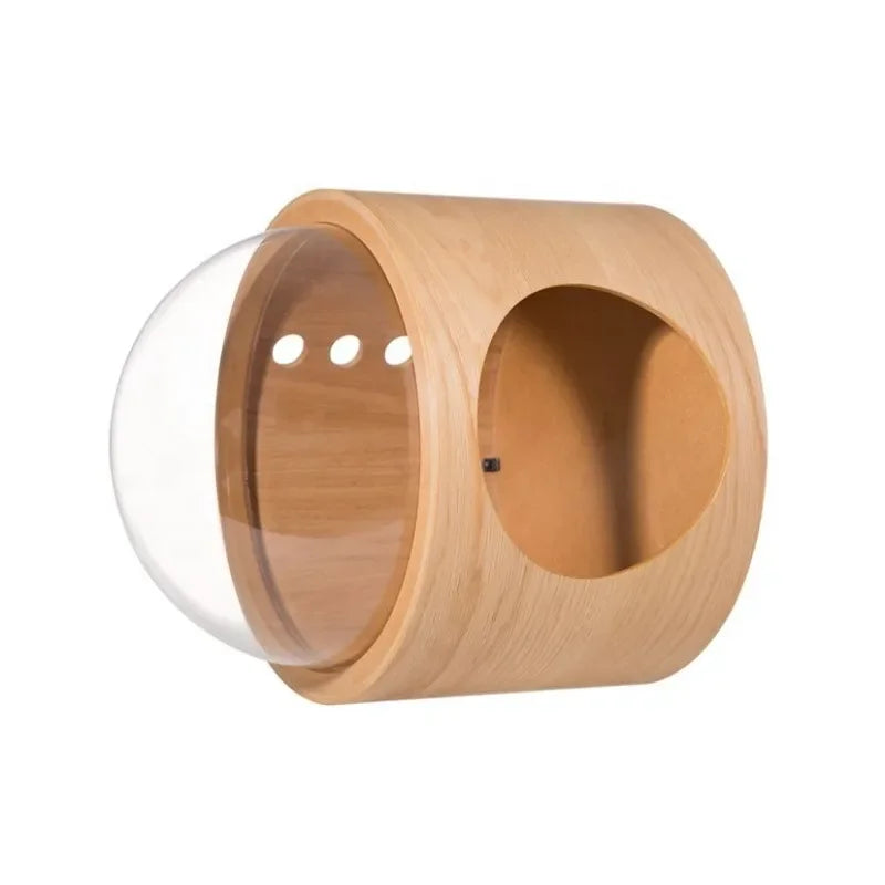 Wooden Spaceship Gamma Pet Bed for Cat & Dog Window Perch Cat Tree Made of Wood Wall Mounted Cat Bed Indoor DIY Mansion