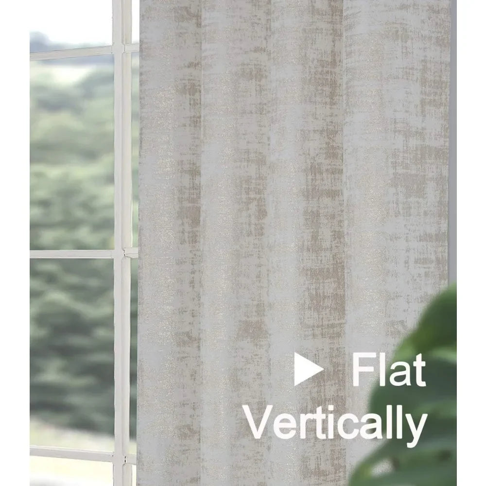 White Soft Velvet Curtains 95 Inch Length Luxury Bedroom Curtains Gold Foil Print Window Curtains for Living Room Set of 2