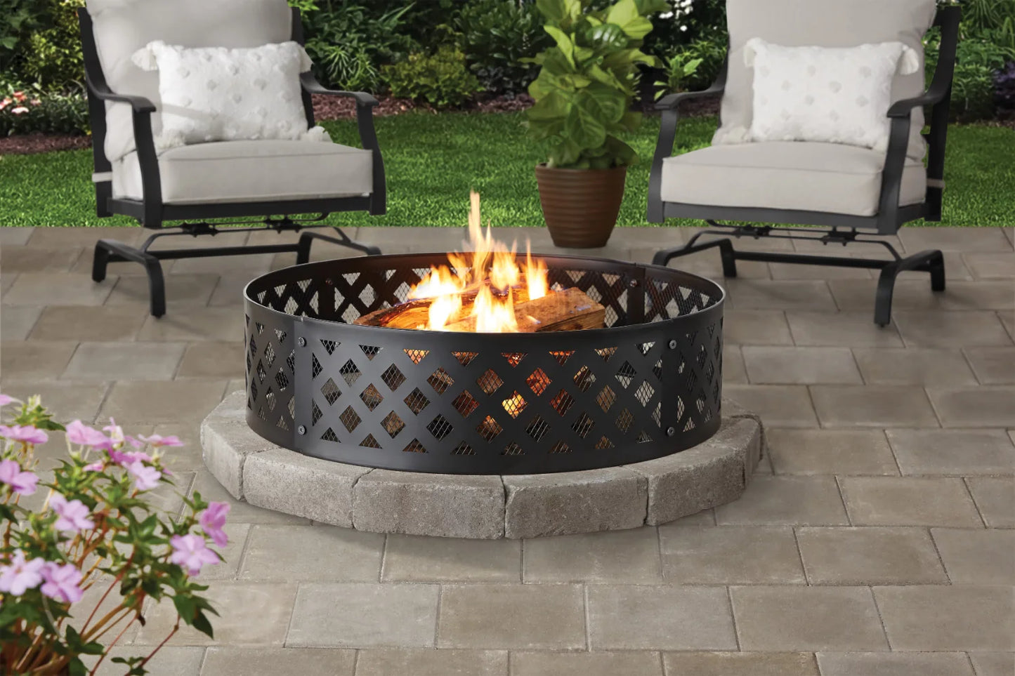 36" Round Metal and Steel Fire Ring, by Mainstays fire pit bonfire fire pit