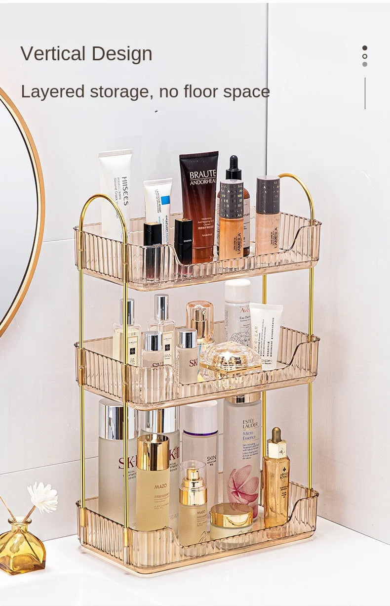Bathroom storage rack, desktop cosmetics storage box, bathroom metal bedroom decoration, kitchen storage rack