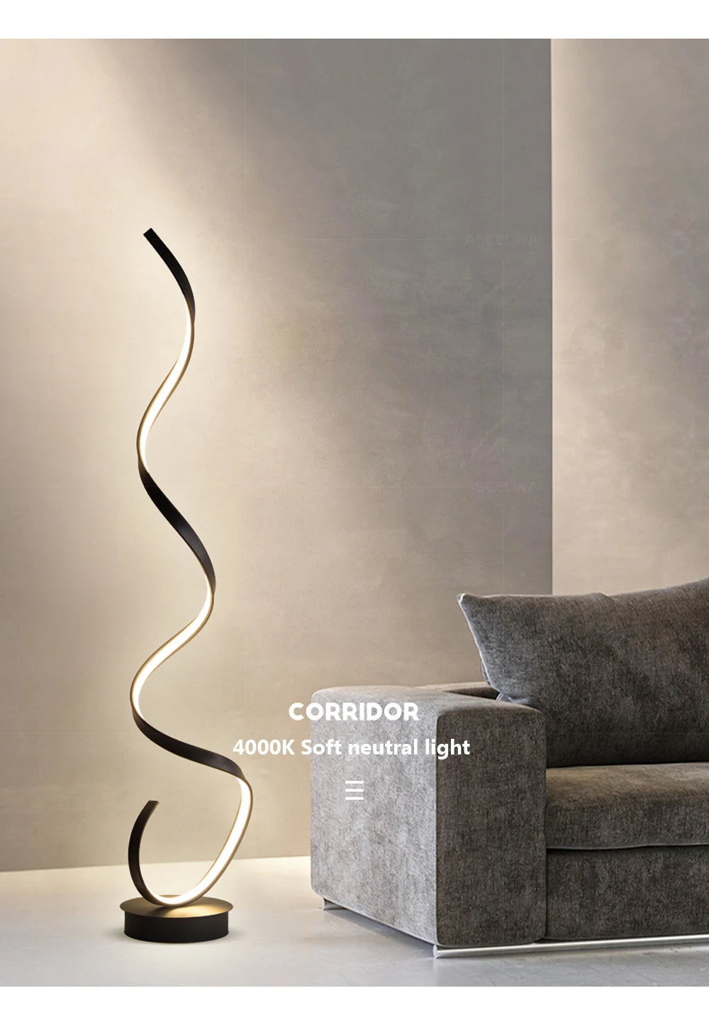 Modern LED Floor Lamp Home Decor Spiral Line Lights Bedroom Living Room Sofa Corner Black White Indoor Vertical Lighting Lustre