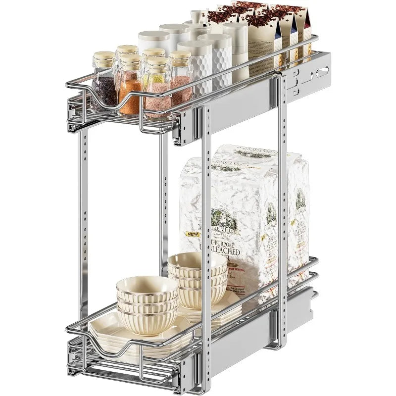 Pull Out Cabinet Organizer, Cabinet Pull Out Shelves, 2 Tier Pull Out Drawers for Kitchen Cabinets,