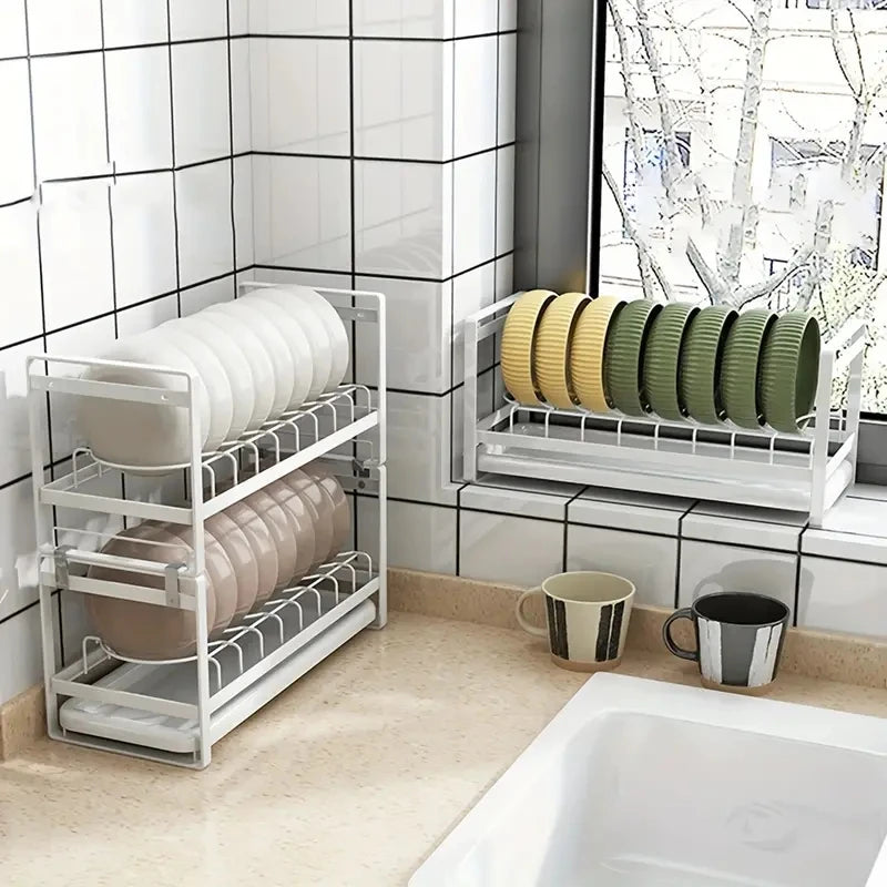 Countertop Large Capacity Dish Drying Rack, Household Single Layer Dish Storage Organizer, for Kitchen Counter, Cabinet Shelf