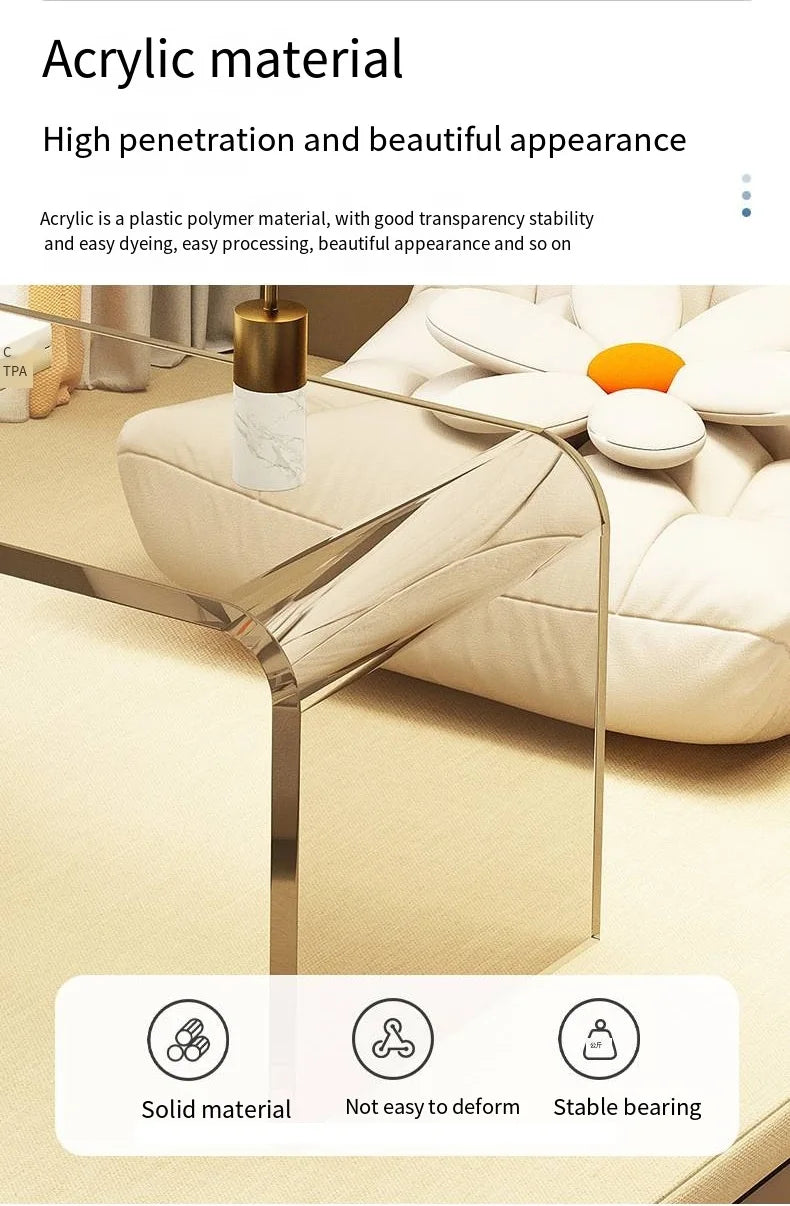 Transparent Acrylic Sofa Side Table Living Room Coffee Table Creative Floor Table With Magazine Rack Bedside Table For Bedroom