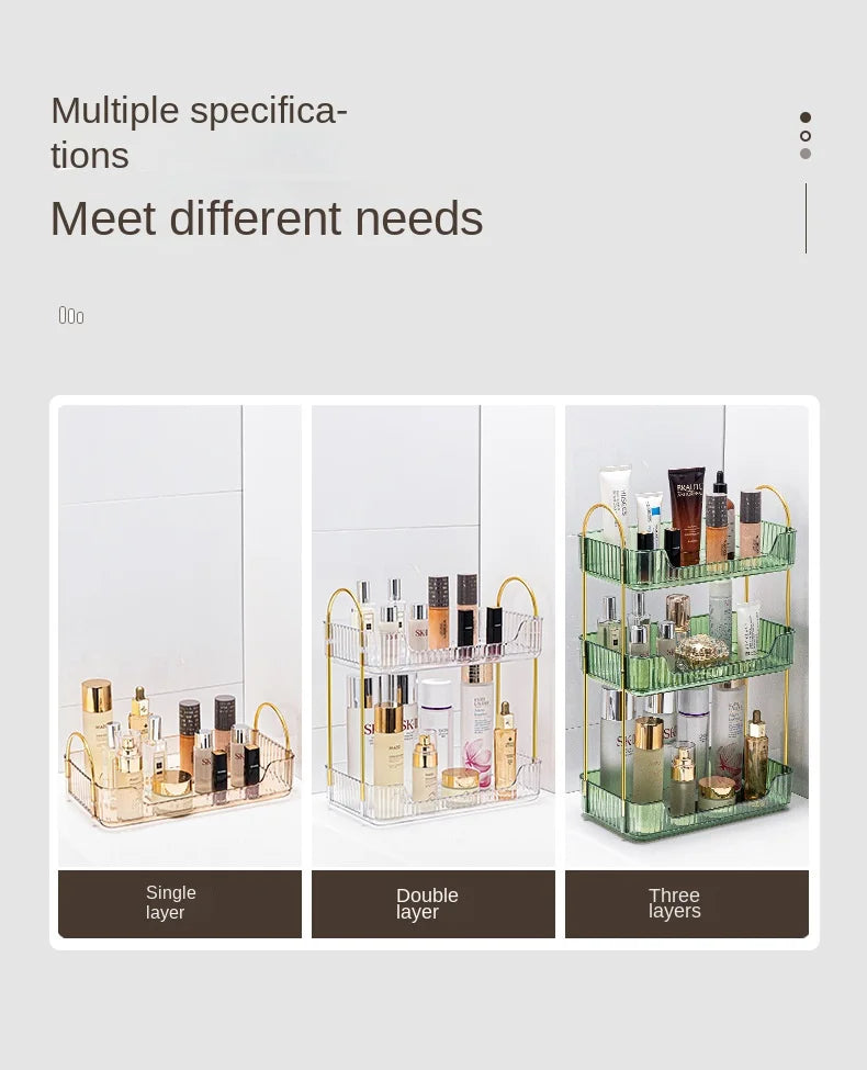 Bathroom storage rack, desktop cosmetics storage box, bathroom metal bedroom decoration, kitchen storage rack