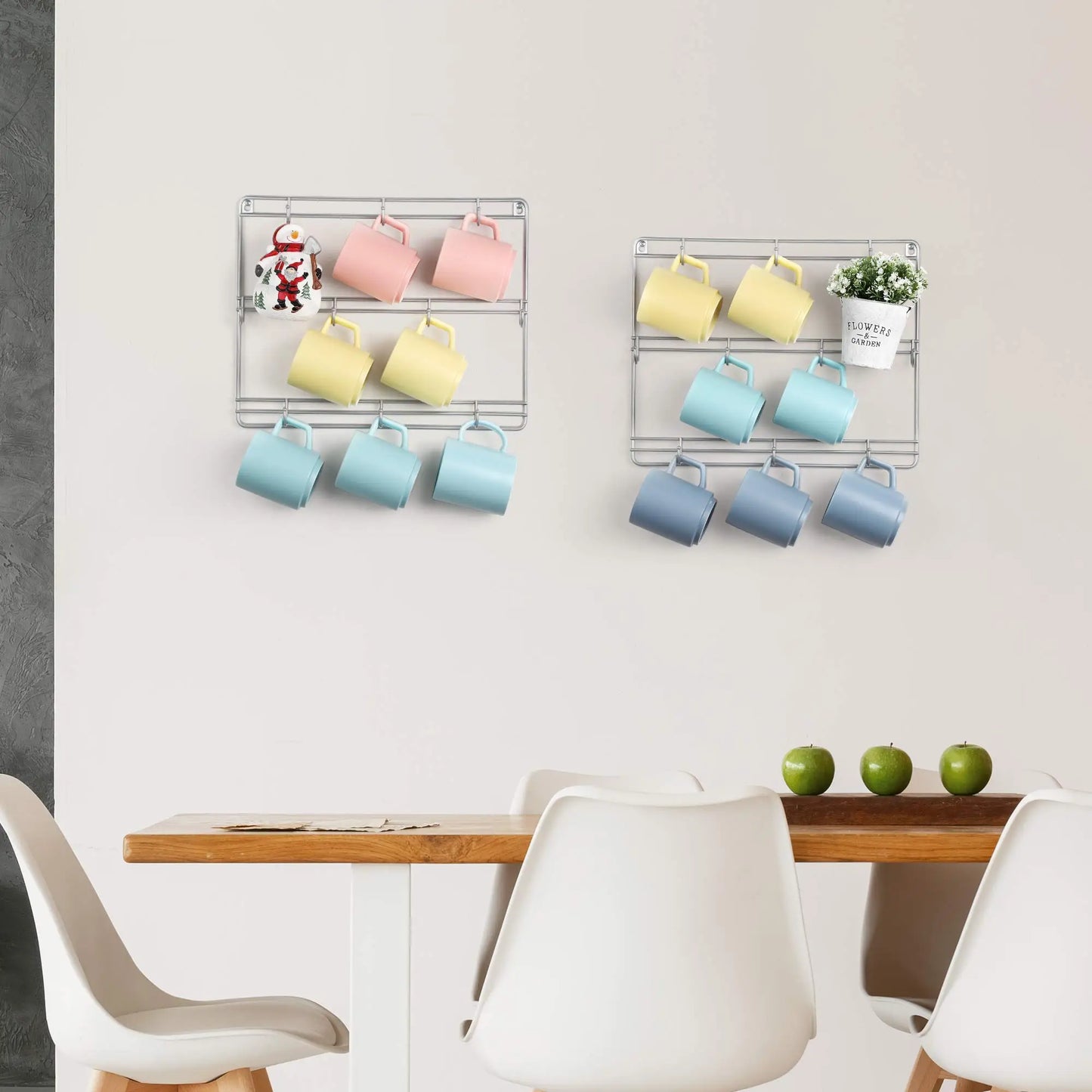 2PCS Metal Wall Mounted Coffee Mug Storage Rack with 10 Hooks,Cup Display Organizer for Kitchen