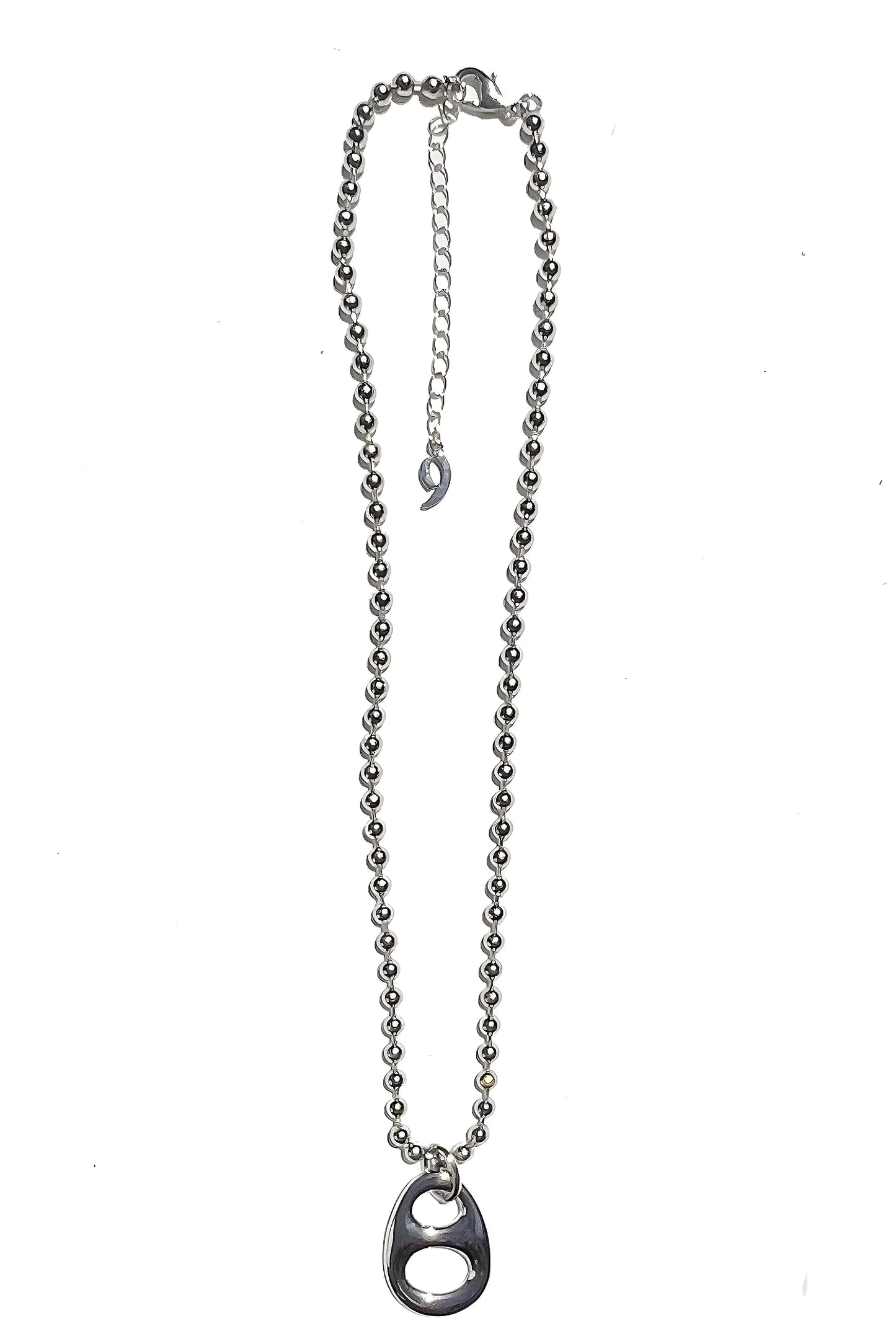 Puffed Silver Soda Can Tab Pendant Necklace with 20" Ball Chain