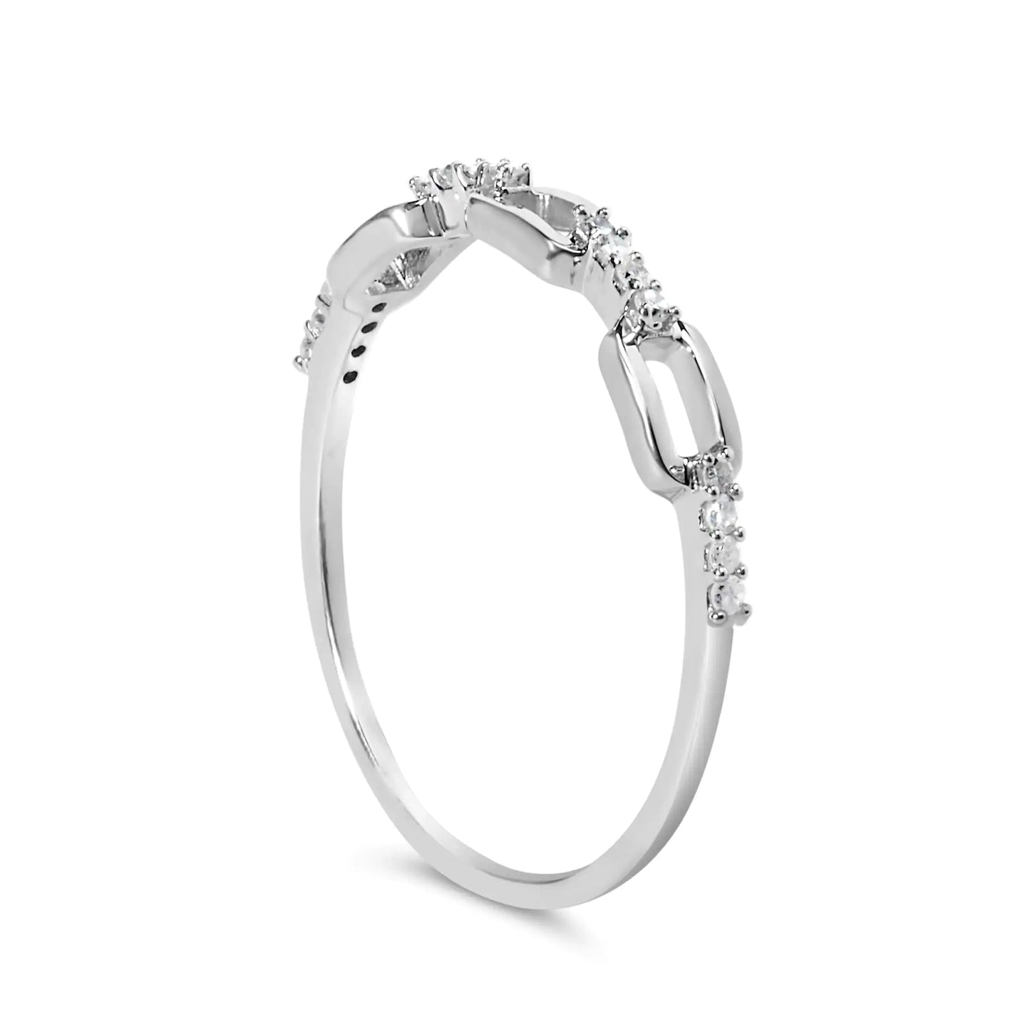 925 Sterling Silver Diamond Accent Paperclip Band Ring (I-J Color, I2-I3 Clarity)