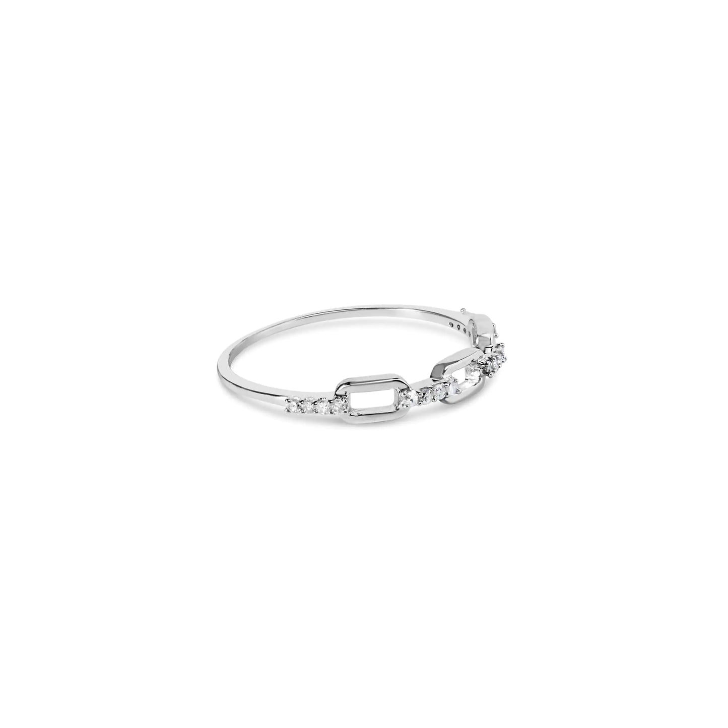 925 Sterling Silver Diamond Accent Paperclip Band Ring (I-J Color, I2-I3 Clarity)