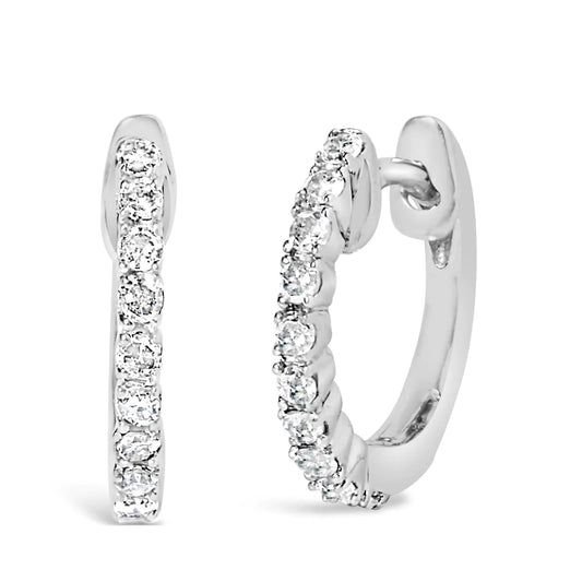 Sterling Silver 1/6 Cttw Diamond Petite Hoop Earrings (I-J Color, I2-I3 Clarity)