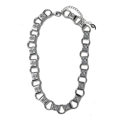 Floral Metal Embossed Chic Chain Link Necklace. Book Chain Inspired.