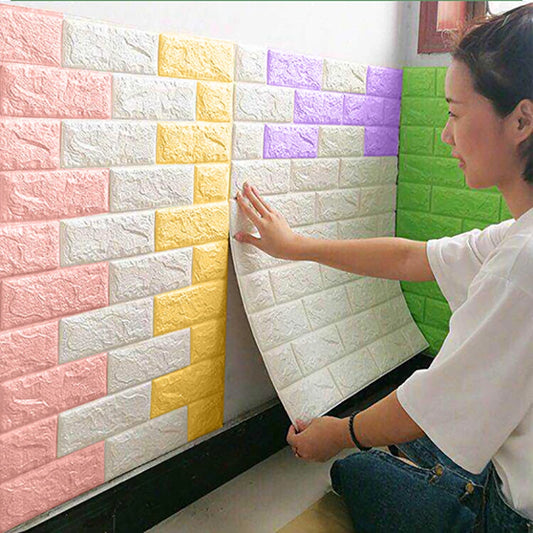 PVC Room Decor DIY Wall Stickers Retro Brick Pattern Wallpaper Renovation Home Decorations 3D 70cmX1m Foam Self-adhesive
