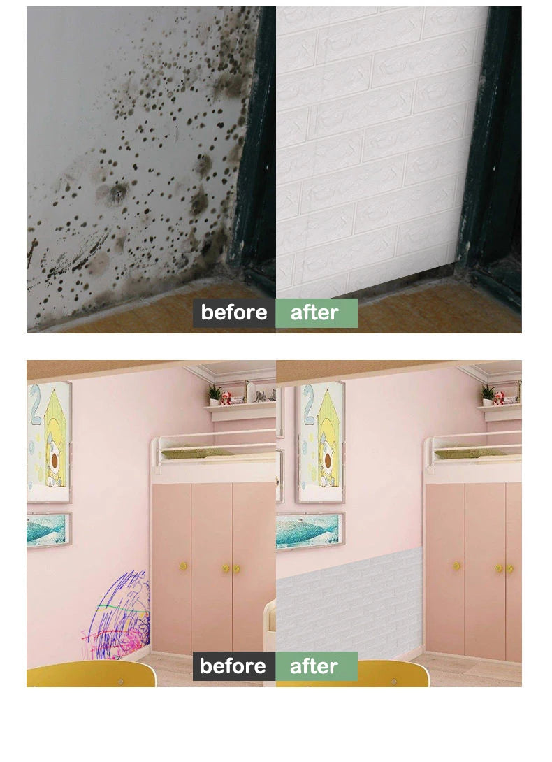 PVC Room Decor DIY Wall Stickers Retro Brick Pattern Wallpaper Renovation Home Decorations 3D 70cmX1m Foam Self-adhesive