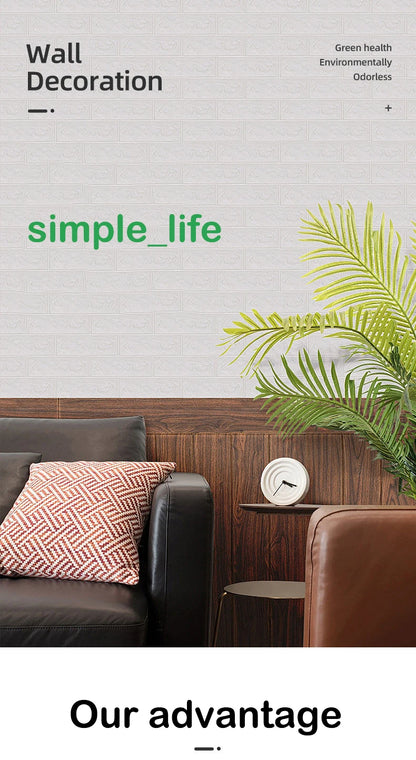 PVC Room Decor DIY Wall Stickers Retro Brick Pattern Wallpaper Renovation Home Decorations 3D 70cmX1m Foam Self-adhesive