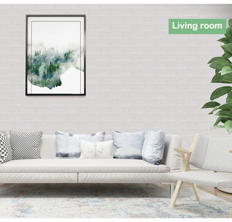 PVC Room Decor DIY Wall Stickers Retro Brick Pattern Wallpaper Renovation Home Decorations 3D 70cmX1m Foam Self-adhesive