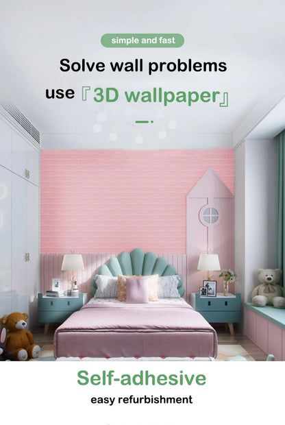 PVC Room Decor DIY Wall Stickers Retro Brick Pattern Wallpaper Renovation Home Decorations 3D 70cmX1m Foam Self-adhesive