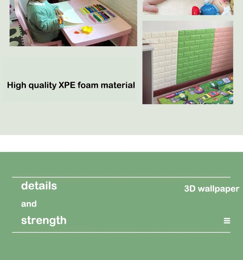 PVC Room Decor DIY Wall Stickers Retro Brick Pattern Wallpaper Renovation Home Decorations 3D 70cmX1m Foam Self-adhesive