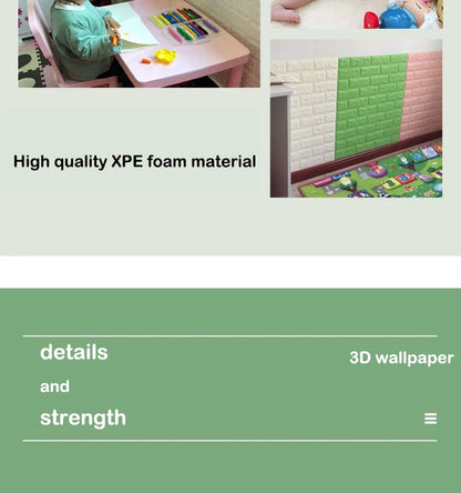 PVC Room Decor DIY Wall Stickers Retro Brick Pattern Wallpaper Renovation Home Decorations 3D 70cmX1m Foam Self-adhesive