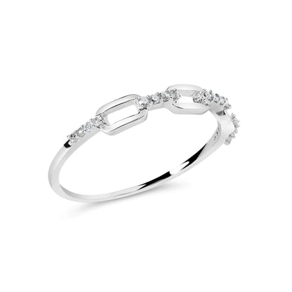 925 Sterling Silver Diamond Accent Paperclip Band Ring (I-J Color, I2-I3 Clarity)