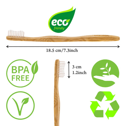 Bamboo Toothbrush Set 4-Pack - Bamboo Toothbrushes with Medium Bristles for Adults - Eco-Friendly, Biodegradable, Natural Wooden Toothbrushes