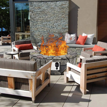 Costway 28'' Propane Gas Fire Pit Outdoor 40,000 BTUs Stone Finish Lava Rocks Cover