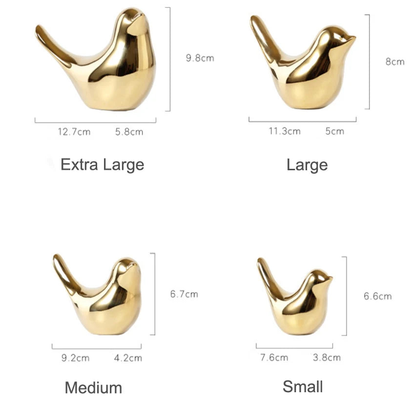 Bird Figurine 4 Sizes Nordic Ceramic Gold Animal Statue Jewelry Home Decoration Living Room Table Decoration Sculpture Ornament