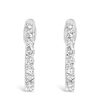 Sterling Silver 1/6 Cttw Diamond Petite Hoop Earrings (I-J Color, I2-I3 Clarity)