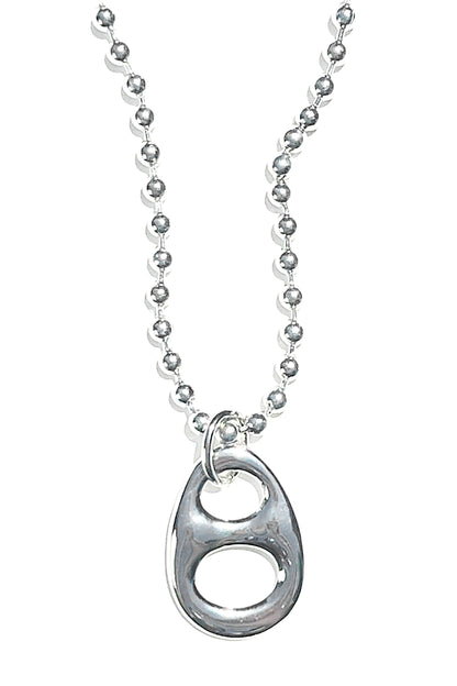 Puffed Silver Soda Can Tab Pendant Necklace with 20" Ball Chain