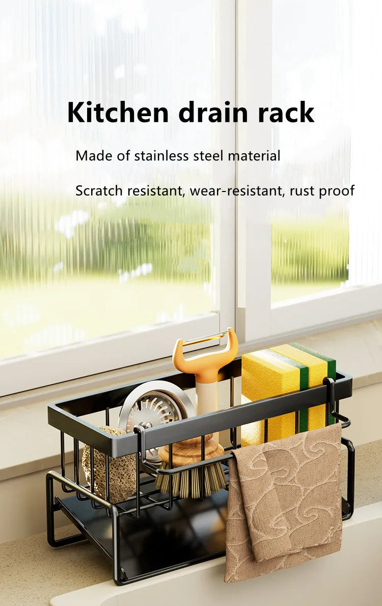 Kitchen Stainless Steel Sink Storage & Organization Rack Kitchen Spice Racks Household Items Shelf Acceesories For Accessories