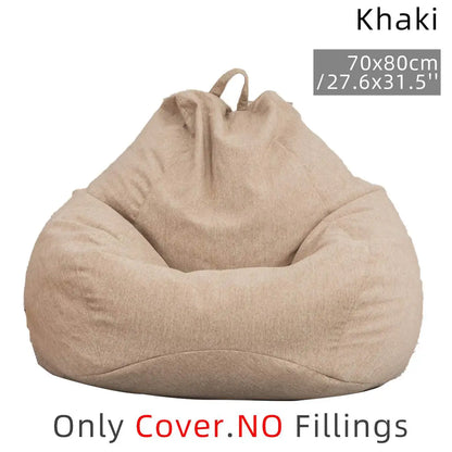 Lazy Bean Bag Sofas Cover Chairs without Filler Linen Cloth Lounger Seat Bean Bag Pouf Puff Couch Tatami Living Room