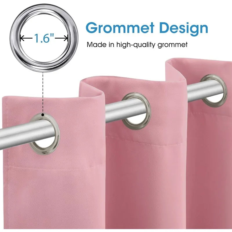 Aqua Blackout Curtains for Bedroom 52 X 84 Inch Length 2 Panels Set Room Darkening Bedroom Curtains