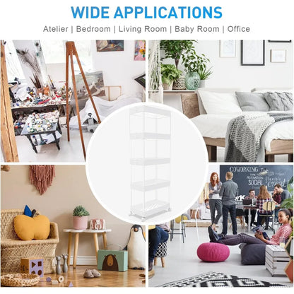 5-Tier Storage Cart Organizer Rolling Utility Cart, Mobile Shelving Unit Slide Out Storage Shelves for Kitchen Living  Room