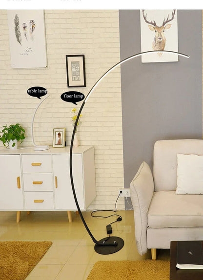 Nordic LED Corner Light Arc RGB Floor Lamps Black White C APP Remote Floor Lights Stand Light for Dining Living Room Decor