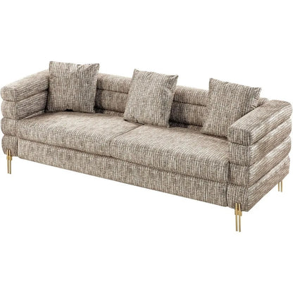 85 Inch Sofa, Oversized Sofa, 3 Seats Comfy Couch for Living Room, Deep Seat Sofa with Sturdy Wood Frame, Bouclé Couch, White